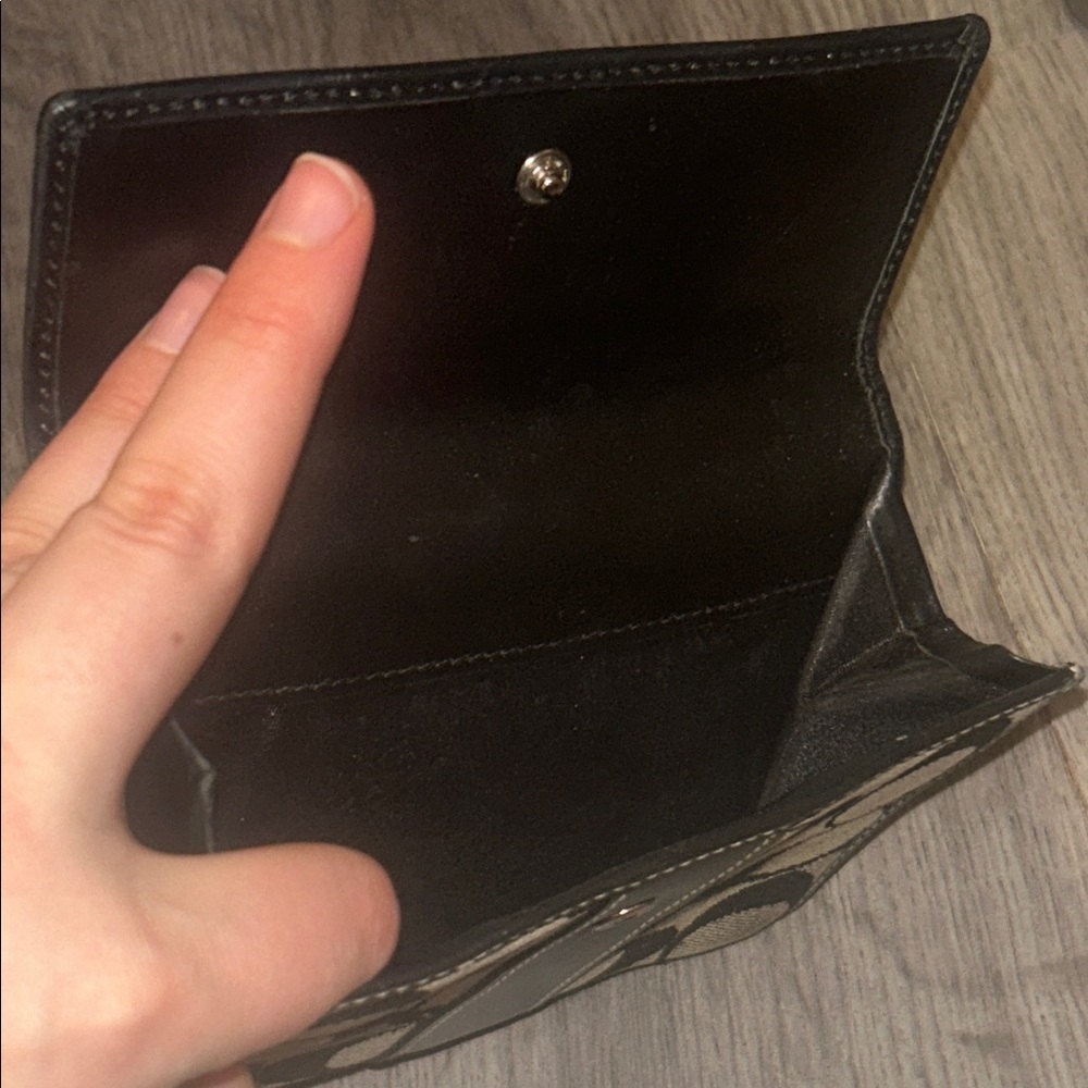 Coach Canvas Wallet in Tan and Black Signature Print - Picture 4 of 7